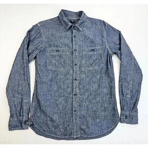 Uniqlo Slim Fit Size Small Men's Blue Denim Long Sleeve Dual Pocket Cotton Shirt